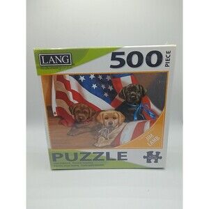 LANG AMERICAN PUPPY PUZZLE By Jim Lamb - 500 PC 24"W X 18" (5039104) Us Shipper